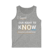 Load image into Gallery viewer, Clothing - Right to kNOw - Men's Softstyle Tank Top (multiple colours) - shipped from UK