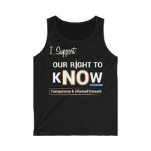 Load image into Gallery viewer, Clothing - Right to kNOw - Men&#39;s Softstyle Tank Top (multiple colours) - shipped from UK
